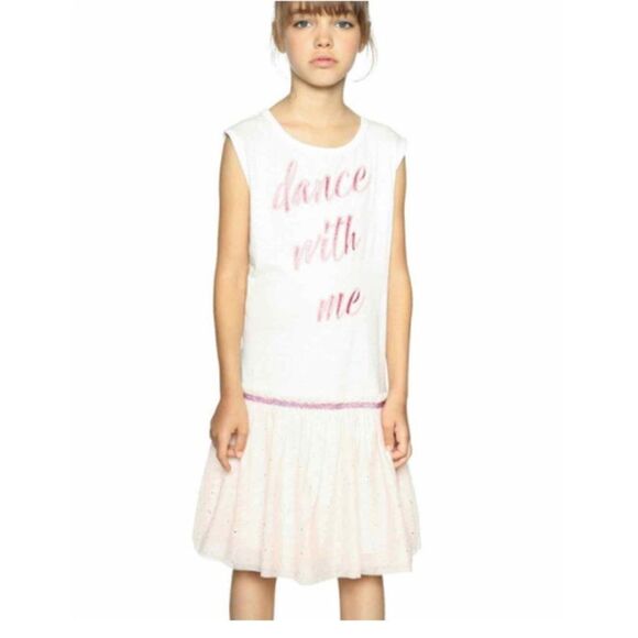 Desigual Dress Lilongue Girl’s Size 13/14 Dance With Me "La Vida Es Chula" Pink - Picture 1 of 11